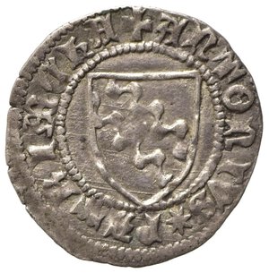 obverse: AQUILEIA. Antonio I Caetani (1395-1402). Denaro. Ag (0,71 g). Scudo - Croce ancorata accantonata da quattro rose a cinque petali. Bernardi 64; Keber 66. BB+