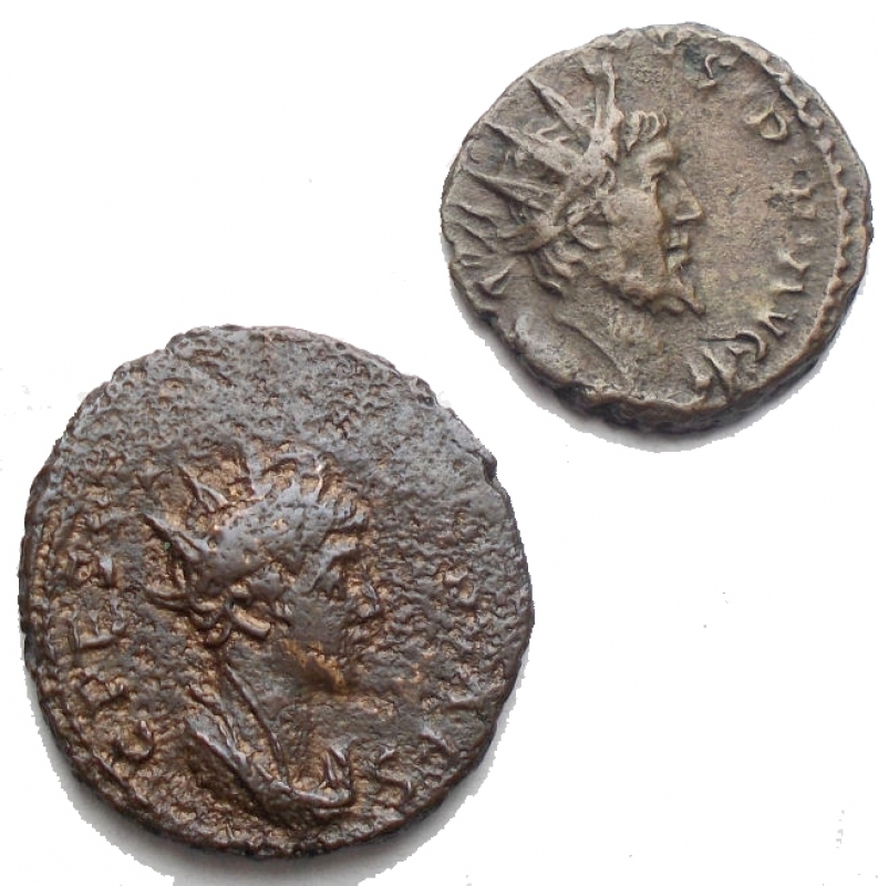 obverse: Impero Romano -Tetrico I e II Insieme di 2 Antoniniani. gr 2,37 e 3,4