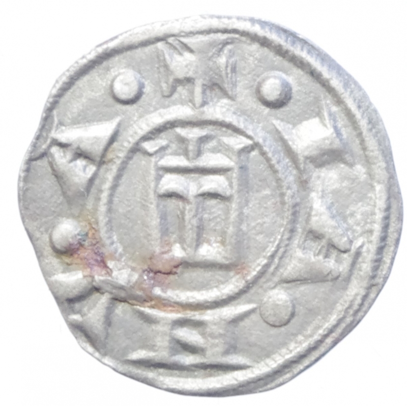 reverse: Zecche Italiane. Genova. Repubblica. 1139-1339. Denaro. D/ CUNRADI REX. R/ IA.NU.A. MIR 16. MI.Peso 0,80 gr.. qSPL