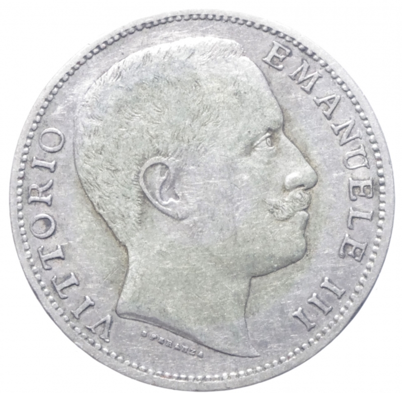 reverse: Casa Savoia. Vittorio Emanuele III. 1900-1943. 2 lire 1907. AG. Pag. 730. BB+\qSPL.Patina