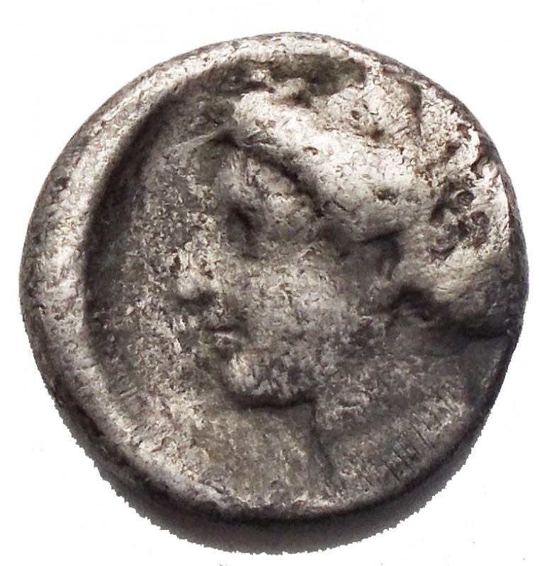obverse: Mondo Greco - Sicily, Syracuse, 344-317 BC. AR . (14,3mm. 2,56g). Head of Arethusa left. R/ Pegasos flying left. aVF