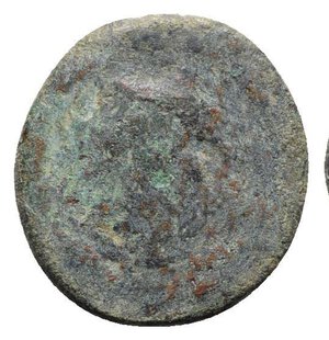 obverse: Northern Apulia, Teate, c. 275-225 BC. Æ (22mm, 6.07g, 6h). Helmeted head of Athena r. R/ Owl r., wings closed. HNItaly 701; SNG ANS 740-1. Rare, green patina, Fine