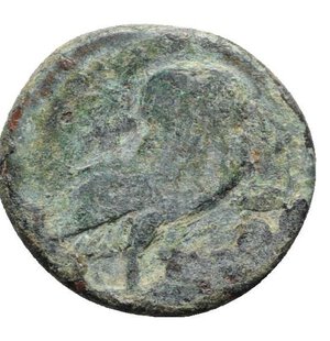 reverse: Northern Apulia, Teate, c. 275-225 BC. Æ (22mm, 6.07g, 6h). Helmeted head of Athena r. R/ Owl r., wings closed. HNItaly 701; SNG ANS 740-1. Rare, green patina, Fine