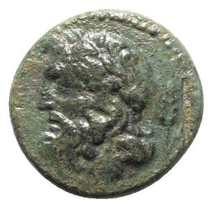 obverse: Sicily, Syracuse. Roman Rule, after 212 BC. Æ (21mm, 7.01g, 12h). Head of Zeus l.; corn-ear behind. R/ Nike on biga l. CNS II, 226; HGC 2, 1502. Green patina, VF