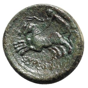 reverse: Sicily, Syracuse. Roman Rule, after 212 BC. Æ (21mm, 7.01g, 12h). Head of Zeus l.; corn-ear behind. R/ Nike on biga l. CNS II, 226; HGC 2, 1502. Green patina, VF