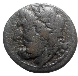 obverse: Sicily, Syracuse. Roman rule, after 212 BC. Æ (21mm, 6.55g, 9h). Head of Zeus l.; thunderbolt behind. R/ Nike on biga l. CNS II, 226 Ds 59; SNG ANS ; HGC 2, 1502. Near VF