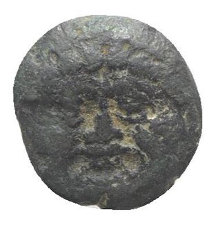 obverse: Macedon, Neapolis, c. 424-350 BC. Æ (9mm, 1.01g, 12h). Facing gorgoneion. R/ Female head r. SNG ANS 460-1. Fine