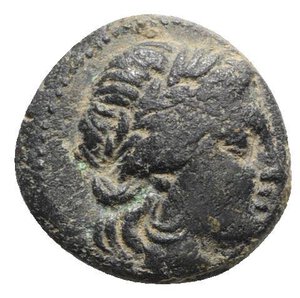 obverse: Kings of Thrace, Kavaros (c. 230/25-218 BC). Æ (19mm, 4.17g, 12h). Kabyle. Laureate head of Apollo r. R/ Nike standing l., holding wreath; monogram before. HGC 3.2, 1357. Near VF
