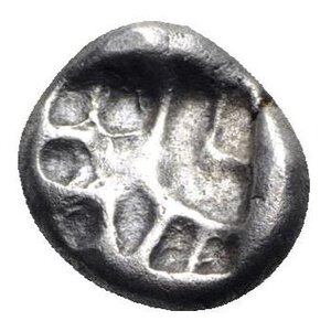 reverse: Mysia, Parion, 5th century BC. AR Drachm (13mm, 3.25g). Gorgoneion facing with protruding tongue. R/ Incuse punch of rough cruciform design. SNG BnF 1347. Near VF