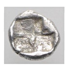 reverse: Aeolis, Kyme, c. 450-400 BC. AR Tetartemorion (3mm, 0.14g). Eagle’s head l. R/ Incuse square. Cf. SNG von Aulock 1623 (Hemiobol). Good VF