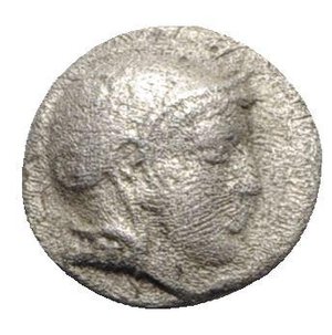obverse: Lesbos, Methymna, c. 450/40-406/379 BC. AR Obol (7mm, 0.45g, 6h). Helmeted head of Athena r. R/ Kantharos; M-A-Θ counterclockwise around. Franke 12; HGC 6, 904. Porous VF