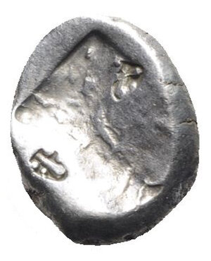 reverse: Achaemenid Kings of Persia, c. 485-420 BC. AR Siglos (14.5mm, 5.39g). Persian king or hero, wearing kidaris and kandys, quiver over shoulder, in kneeling-running stance r., holding spear and bow. R/ Incuse punch. Carradice Type IIIb. Good Fine
