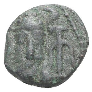 obverse: Kings of Elymais, Phraates (c. AD 100-150). Æ Drachm (13mm, 2.61g, 12h). Facing bust wearing tiara; anchor to r. R/ Eagle standing l. Van’t Haaff Type 14.2. Good VF
