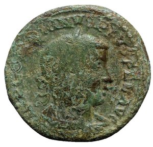 obverse: Gordian III (238-244). Moesia Superior, Viminacium. Æ (30mm, 17.55g, 1h), year 4 (243/4). Laureate, draped and cuirassed bust r. R/ Moesia standing l., between bull and lion; AN IIII in exergue. AMNG I 89. Green patina, Good Fine / VF