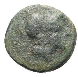 obverse: Northern Apulia, Teate, c. 225-200 BC. Æ Uncia (15mm, 3.13g, 11h). Helmeted head of Athena r. R/ Owl standing r., head facing; wreath to r., pellet below. HNItaly 702d; SNG ANS 752. Green patina, Good Fine / near VF