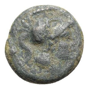 obverse: Northern Apulia, Teate, c. 225-200 BC. Æ Uncia (16mm, 3.91g, 3h). Helmeted head of Athena r. R/ Owl standing r., head facing; pellet below. HNItaly 702d; SNG ANS 752. Green patina, Good Fine / near VF