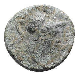 obverse: Northern Apulia, Teate, c. 225-200 BC. Æ Uncia (16mm, 4.05g, 12h). Helmeted head of Athena r. R/ Owl standing r., head facing; pellet below. HNItaly 702d; SNG ANS 752. Green patina, Good Fine