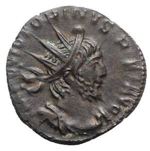 obverse: Victorinus (269-271). Radiate (19mm, 2.62g, 6h). Treveri, 269-270. Radiate, draped and cuirassed bust r. R/ Pax standing l., holding branch and sceptre; V-star. RIC V 117. VF - Good VF