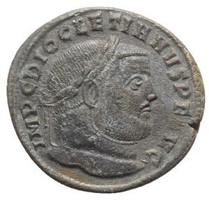 obverse: Diocletian (284-305). Æ Follis (27mm, 8.20g, 12h). Ticinum, 300-3. Laureate head r. R/ Moneta standing l., holding scales and cornucopia; ST•. RIC VI 43a. Good Fine