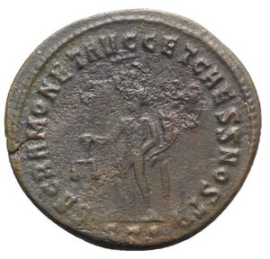 reverse: Diocletian (284-305). Æ Follis (27mm, 8.20g, 12h). Ticinum, 300-3. Laureate head r. R/ Moneta standing l., holding scales and cornucopia; ST•. RIC VI 43a. Good Fine
