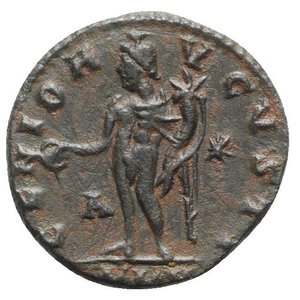 reverse: Licinius I (308-324). Æ Follis (23mm, 5.50g, 6h). Cyzicus, c. 309-10. Laureate head r. R/ Genius standing l., sacrificing from patera over altar and holding cornucopia; A-star//MKV. RIC VI 54. About VF