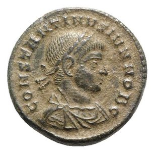 obverse: Constantine II (Caesar, 316-337). Æ Follis (18mm, 3.68g, 12h). Ticinum, 322-5. Laureate, draped and cuirassed bust r. R/ VOT/ X / crescent in two lines within wreath; TT. RIC VII 172. Near VF