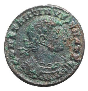 obverse: Constantine II (Caesar, 316-337). Æ Follis (18mm, 2.46g, 6h). Siscia, 330-3. Laureate and cuirassed bust r. R/ Two signa between two soldiers, each holding spear and shield; •ЄSIS•. RIC VII 220. Good Fine