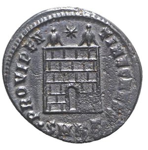 reverse: Constantine II (Caesar, 316-337). Æ Follis (20mm, 3.16g, 6h). Nicomedia, 326-7. Laureate, draped and cuirassed bust l. R/ Camp-gate with two turrets; star above; •SMNΓ•. RIC VII 47. Some roughness, near VF
