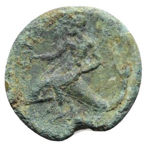 reverse: Northern Apulia, Teate, c. 225-200 BC. Æ Teruncius (23mm, 9.71g, 7h). Diademed head of Poseidon r. R/ Rider on dolphin l., holding kantharos and trident. HNItaly 705; McClean 478-9. Green patina, Good Fine - near VF