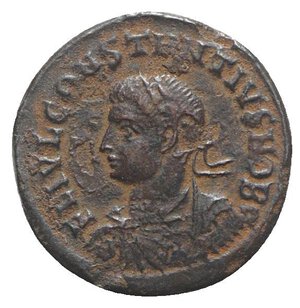 obverse: Constantius II (Caesar, 324-337). Æ Follis (19mm, 2.58g, 6h). Nicomedia, 325-6. Laureate, draped and cuirassed bust l. R/ Camp gate with two turrets, star above; MNB. RIC VII 128. Brown patina, VF