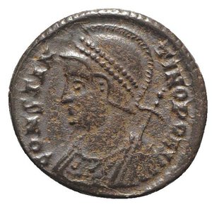 obverse: Commemorative Series, 330-354. Æ Follis (17mm, 1.97g, 6h). Cyzicus, 330-4. Helmeted and mantled bust of Constantinople l., holding sceptre. R/ Victory standing l., holding round shield and sceptre, with foot on prow to l.; SMKA. RIC VII 73. VF