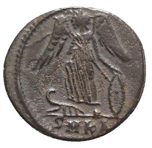 reverse: Commemorative Series, 330-354. Æ Follis (17mm, 1.97g, 6h). Cyzicus, 330-4. Helmeted and mantled bust of Constantinople l., holding sceptre. R/ Victory standing l., holding round shield and sceptre, with foot on prow to l.; SMKA. RIC VII 73. VF