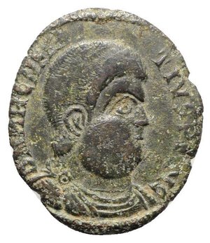 obverse: Magnentius (350-353). Æ Double Centenionalis (27mm, 5.56g, 12h). Lugdunum, AD 353. Draped and cuirassed bust r. R/ Christogram; A-ω across field; LSLG. RIC VIII 154. Green patina, Good Fine - near VF