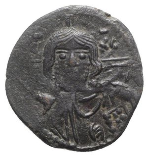 obverse: Michael VII Ducas (1071-1078). Æ 40 Nummi (25mm, 6.81g, 6h). Constantinople. Bust of Christ Pantokrator facing; star to l. and r. R/ Crowned bust of Michael facing, holding labarum and globus cruciger. DOC 14b; Sear 1878. Near VF