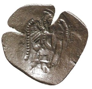 reverse: Latin Empire of Constantinople, 1204-1261. Æ Trachy (23mm, 2.09g, 6h). Nimbate bust of Christ facing, raising hand in benediction. R/ Archangel Michael standing facing, holding labarum and globus cruciger. DOC V 16; Sear 2036. VF
