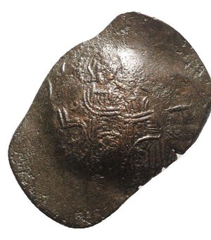 obverse: Latin Empire of Constantinople, 1204-1261. Æ Trachy (27mm, 1.70g, 6h). Thessalonica. Christ Pantokrator seated facing on throne. R/ St. Helena and St. Constantine standing facing, holding between them a patriarchal cross. Sear 2049 (Constantinople). VF
