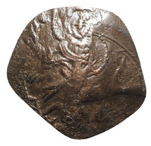 obverse: Latin Empire of Constantinople, 1204-1261. Æ Trachy (21mm, 0.98g, 6h). Thessalonica. Christ Pantokrator seated facing on throne. R/ St. Helena and St. Constantine standing facing, holding between them a patriarchal cross. Sear 2049 (Constantinople). VF