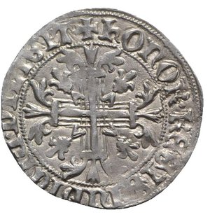 reverse: Italy, Napoli. Roberto I d Angiò (1309-1343). AR Gigliato (28mm, 3.98g, 1h). King seated facing on lion throne, holding sceptre and globus cruciger. R/ Floreate cross. P.R.2; MIR 28. Good VF