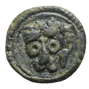obverse: Italy, Sicily, Messina. Guglielmo II (1166-1189). Æ Follaro (11mm, 1.99g, 12h). Head of lion. R/ Cufic legend. Spahr 118; MIR 37. Green patina, VF - Good VF