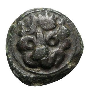 obverse: Italy, Sicily, Messina. Guglielmo II (1166-1189). Æ Follaro (11mm, 2.09g, 12h). Head of lion. R/ Cufic legend. Spahr 118; MIR 37. Green patina, VF - Good VF