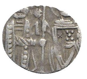 reverse: Italy, Venezia. Uncertain. AR Grosso (12mm, 0.70g, 6h). Doge and S. Marco standing facing, holding banner between them. R/ Christ, nimbate, seated facing on decorated throne, holding book of Gospels. Flan cut, otherwise near VF