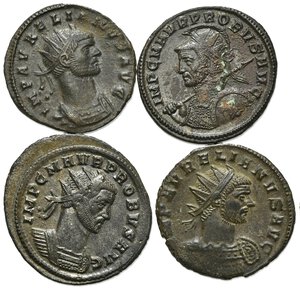 obverse: Lot of 4 Roman Imperial Antoninianii, including Aurelian (3) and Probus (1). Lot sold as is, no return