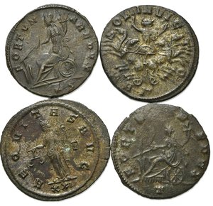 reverse: Lot of 4 Roman Imperial Antoninianii, including Aurelian (3) and Probus (1). Lot sold as is, no return