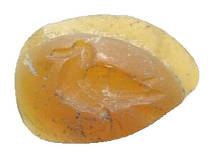 obverse: Roman Glass Paste, c. 1st-3rd century (11mm). Duck l. Shipped from UK