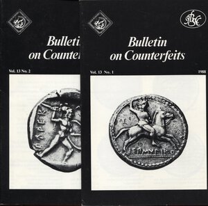 obverse: AA.VV. – Bulletin on counterfeits. Vol. 13 n.1 - 2 1988 2 fascicoli. pp. compl. 51, tavv. e  ill nel testo. ril ed ottimo stato raro e imp. originale