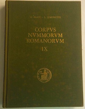 obverse: BANTI A., SIMONETTI L., Corpus Nummorum Romanorum Vol. IX. Tiberio. Banti-Simonetti, Firenze 1976. Tela ed. pp. 318, 1170 ill. In b/n . Ottimo stato