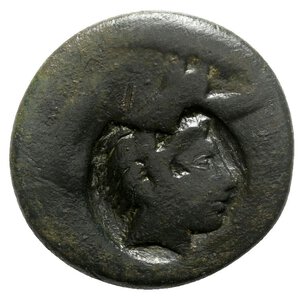 obverse: Sicily, Akragas, c. 415-406 BC. Æ Hemilitron (31mm, 21.77g). [Eagle standing r. on fish or hare]; c/m: head of Herakles r., wearing lion skin, within incuse circle. R/ [Crab; six pellets around]. CNS I, 92 CM. Coin poor, c/m VF
