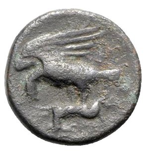 reverse: Sicily, Akragas, c. 338-317/287 BC. Æ (18mm, 3.90g, 12h). Laureate head of Zeus l. R/ Eagle standing l. on hare. CNS I, 116; SNG ANS 1113-6; HGC 2, 164. VF