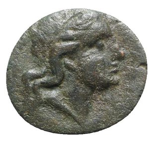 obverse: Sicily, Akragas, after 210 BC. Æ (20mm, 3.55g, 11h). Laureate head of Kore r. R/ Asklepios standing facing, holding patera. CNS I, 144; SNG ANS 1143-6; HGC 2, 161. Good Fine