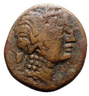 obverse: Sicily, Alaisa Archonidea, c. 95-44 BC. Æ (18.5mm, 5.77g, 12h). Laureate head of Apollo r. R/ Apollo standing l., holding laurel branch and leaning on kithara; monogram to l. Campana 17; CNS I, 6; SNG ANS 1181-4; HGC 2, 198. Rare, brown patina, near VF